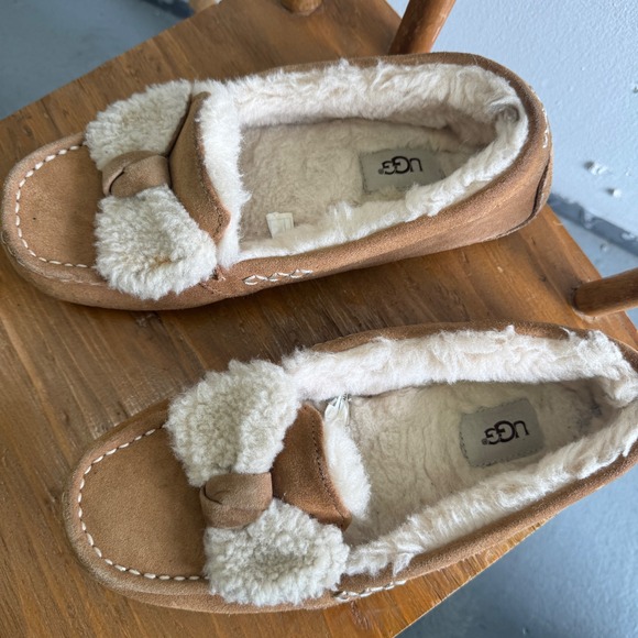 UGG Ansley Bow Chestnut Suede Slippers Womens 9 Moccasins 1019758 slip on shoe - Picture 5 of 10